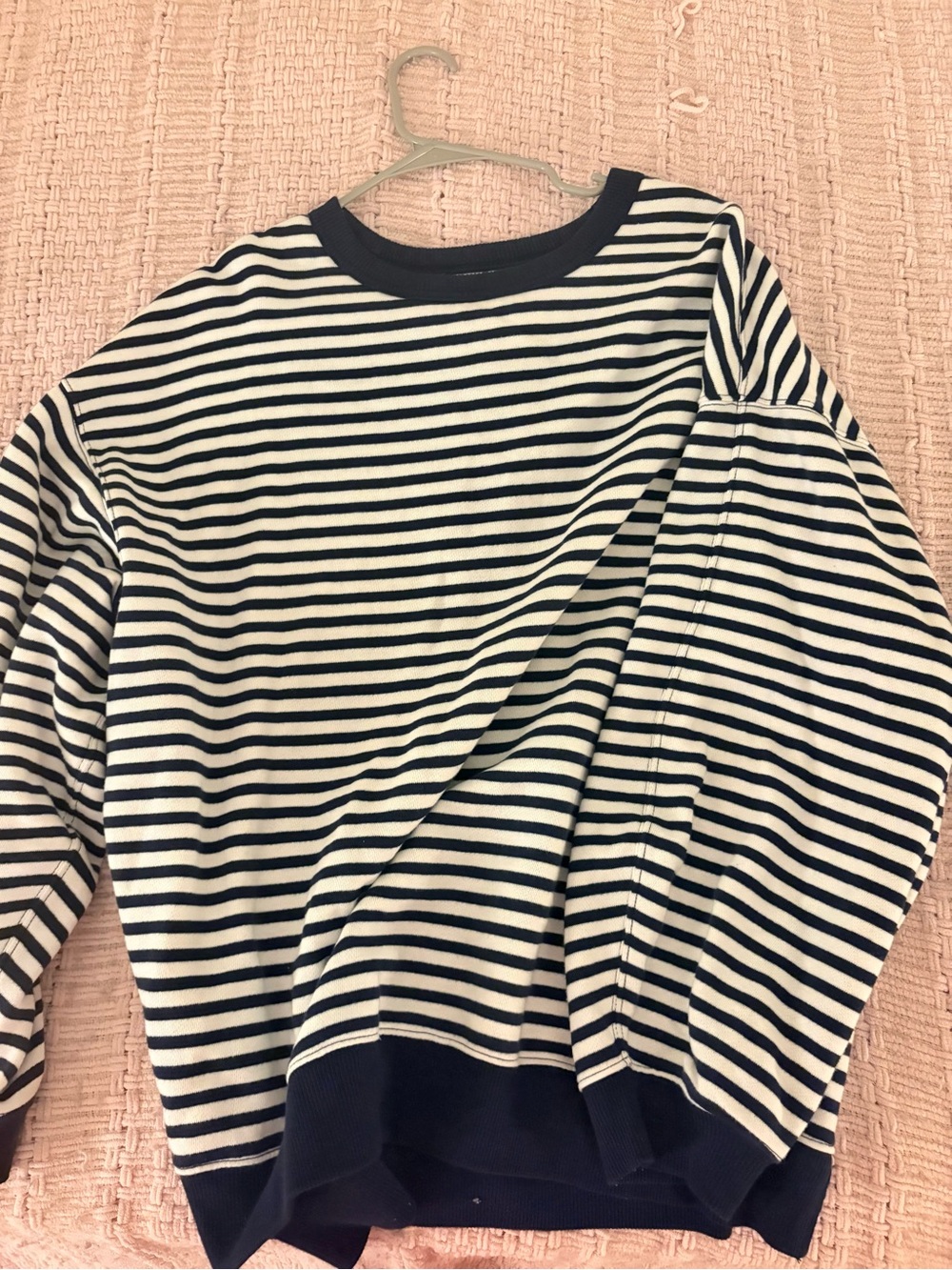 Striped Navy and White Pullover Sweatshirt